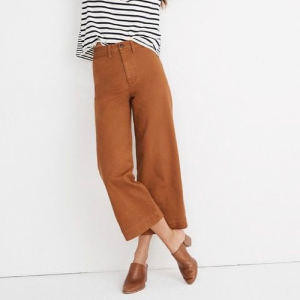MADEWELL | Emmett Wide Leg Crop Pants | Brown | Size 24